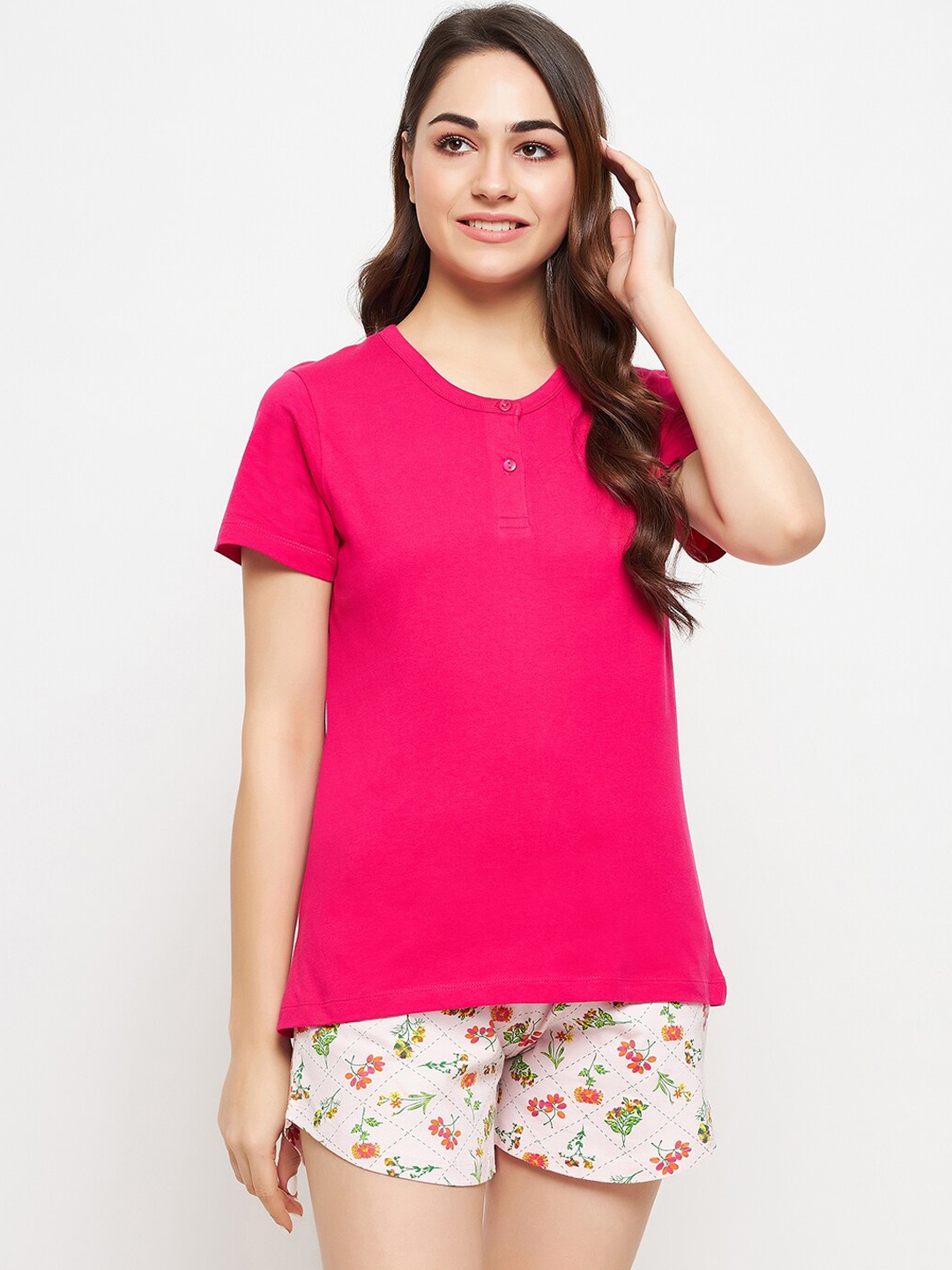 

Clovia Women Printed Night suit, Pink