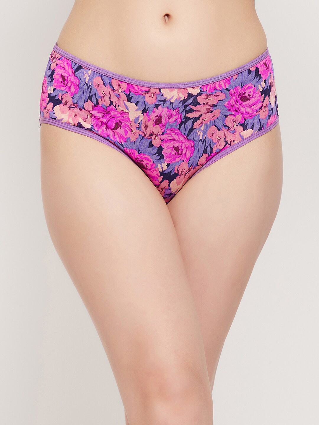 

Clovia Women Printed Cotton Mid-Rise Hipster Briefs, Purple