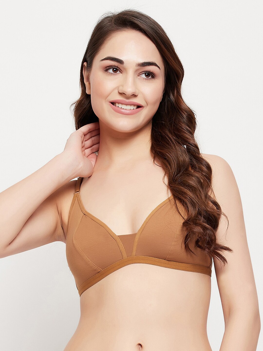 

Clovia Non-Padded Non-Wired Cotton Demi Cup Bra, Beige