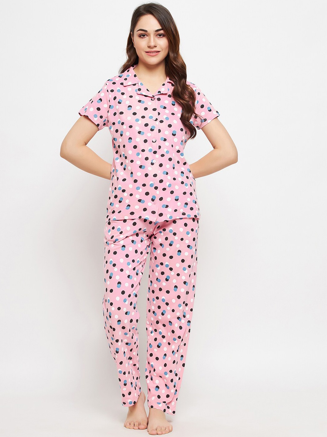 

Clovia Women Printed Night suit, Pink