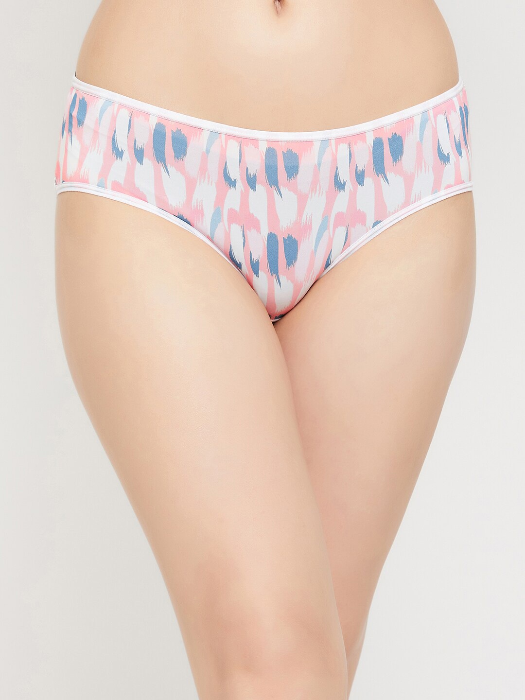 

Clovia Women Mid Waist Printed Hipster Briefs, Peach