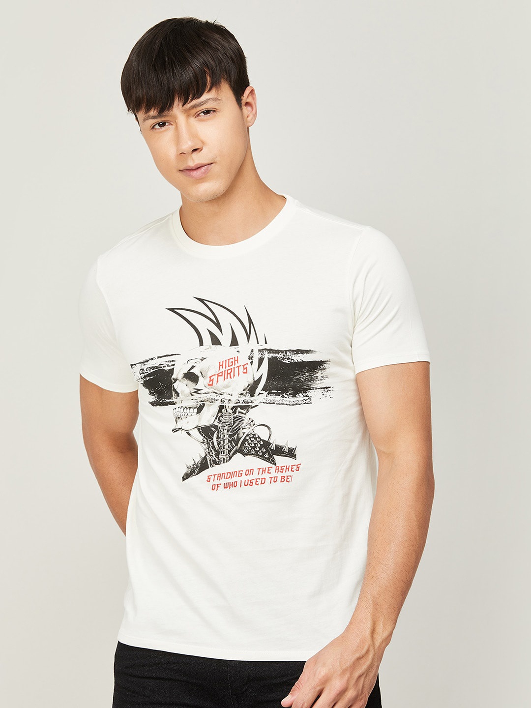

Forca Men Graphic Printed Cotton T-shirt, White
