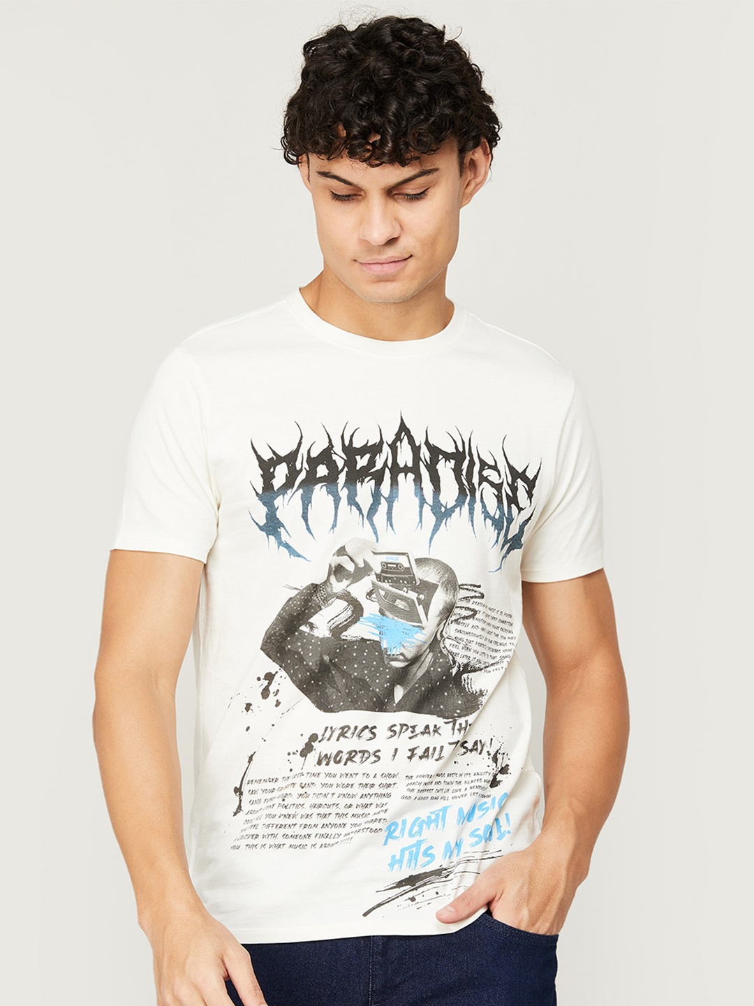 

Forca Men Graphic Printed Cotton T-shirt, White
