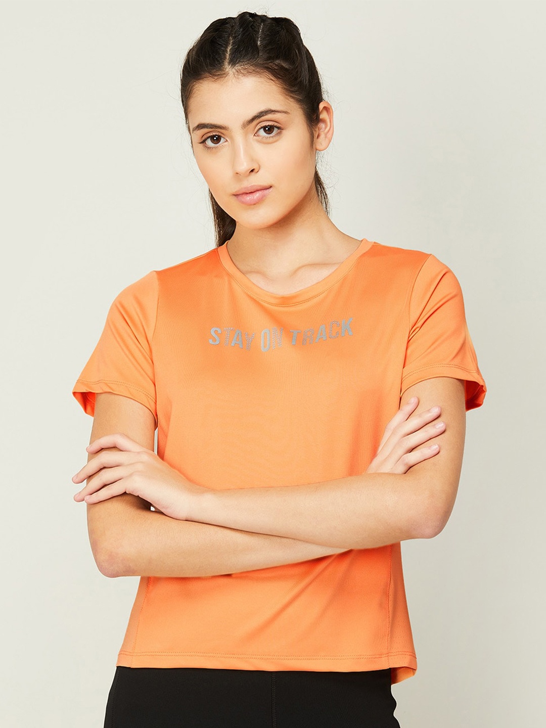 

Kappa Women Orange Round Neck T-shirt