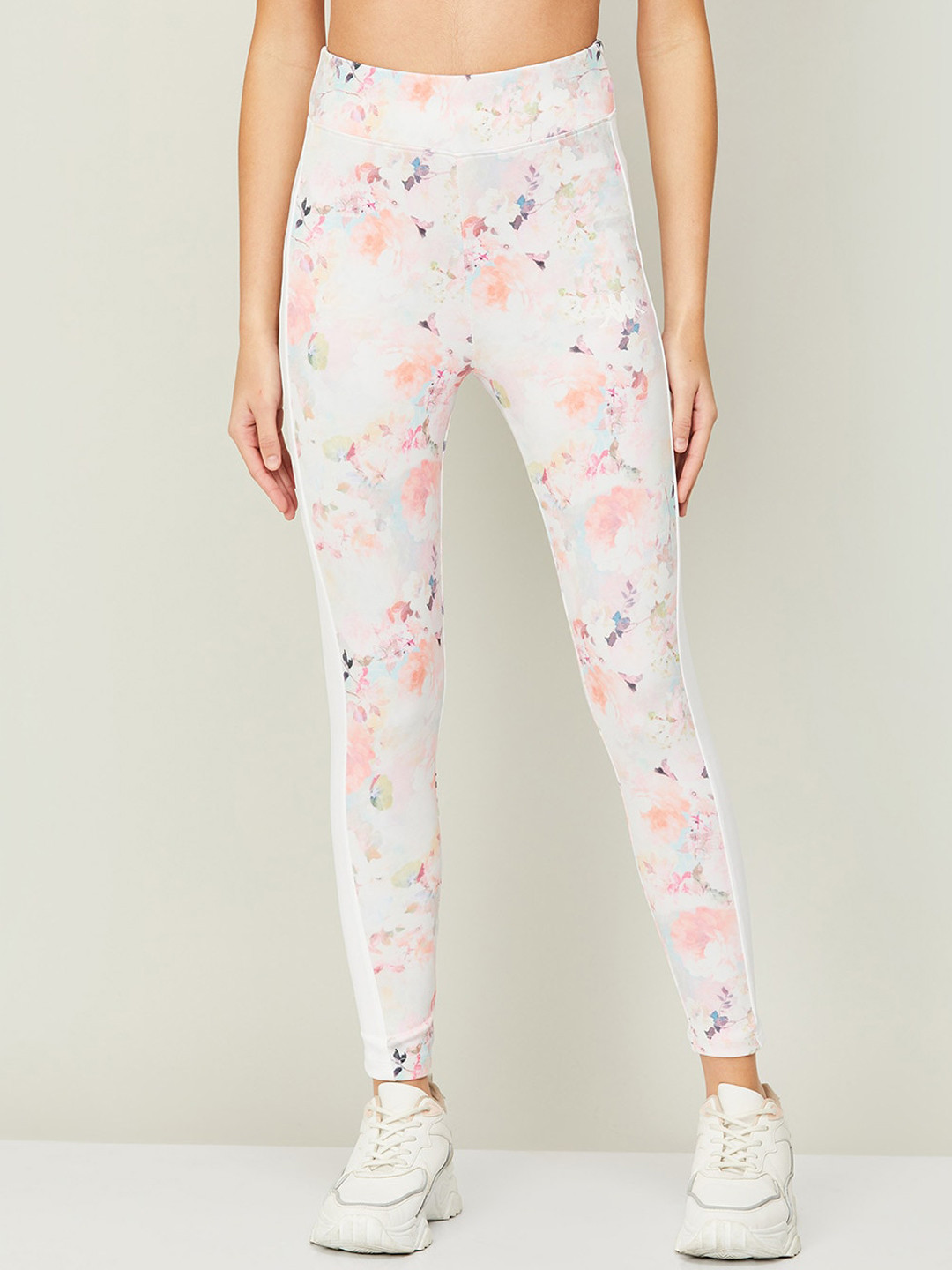 

Kappa Women Printed Ankle Length Tights, White