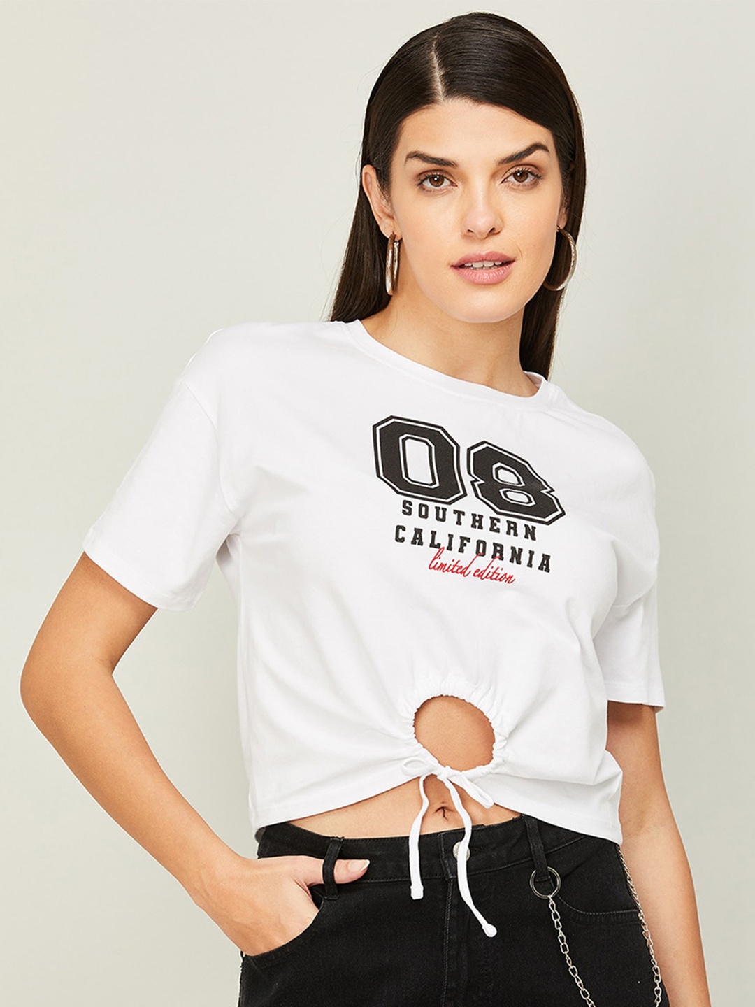 

Ginger by Lifestyle Printed Crop Top, White