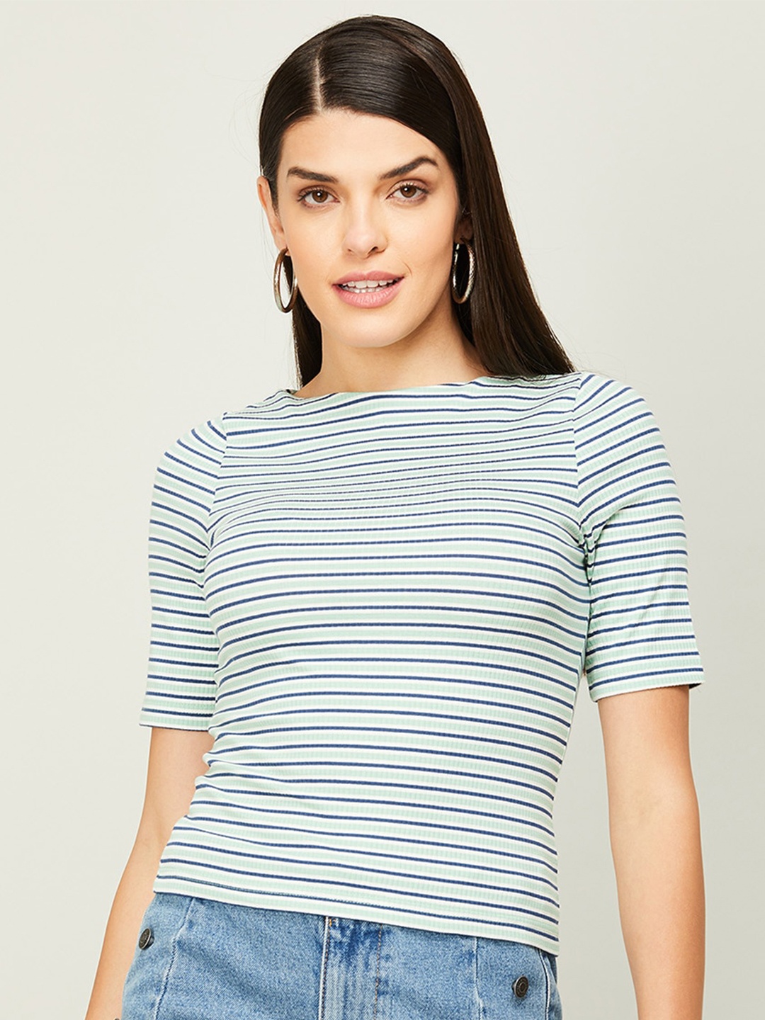 

Ginger by Lifestyle Striped Regular Top, Green