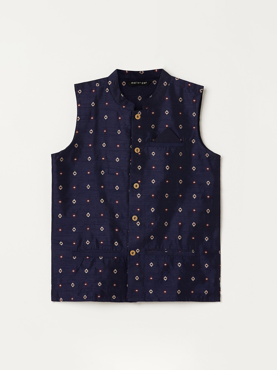 

Melange by Lifestyle Boys Printed Nehru Jacket, Navy blue