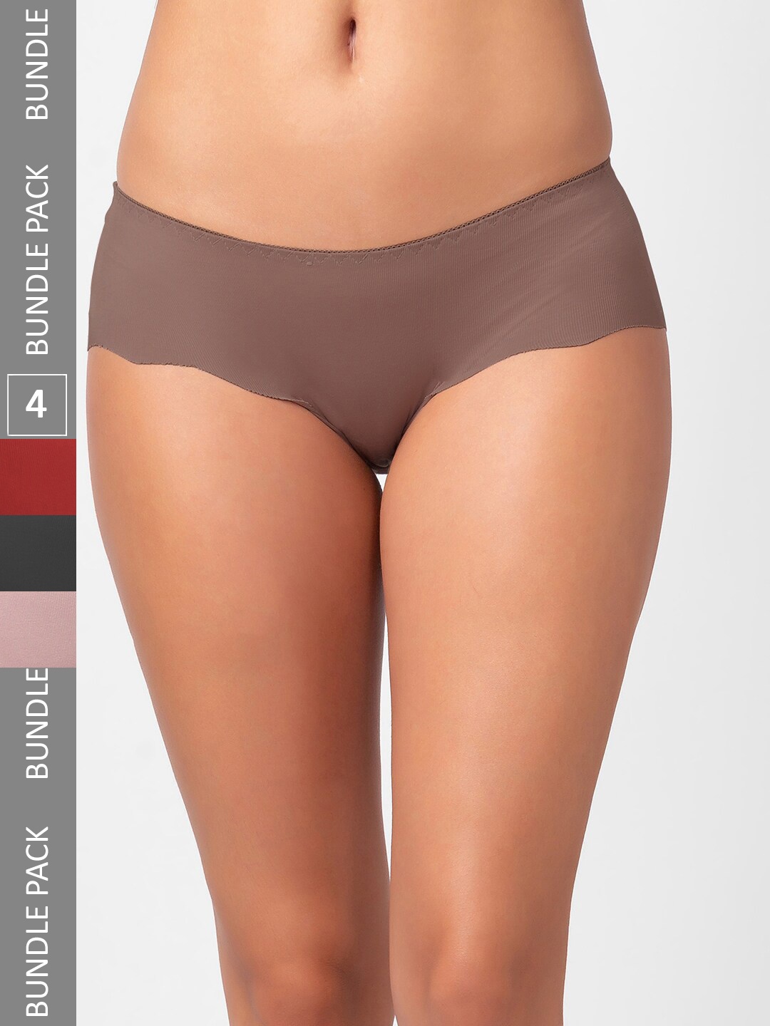 

FashionRack Women Pack of 4 Assorted Seamless Cotton Hipsters Briefs