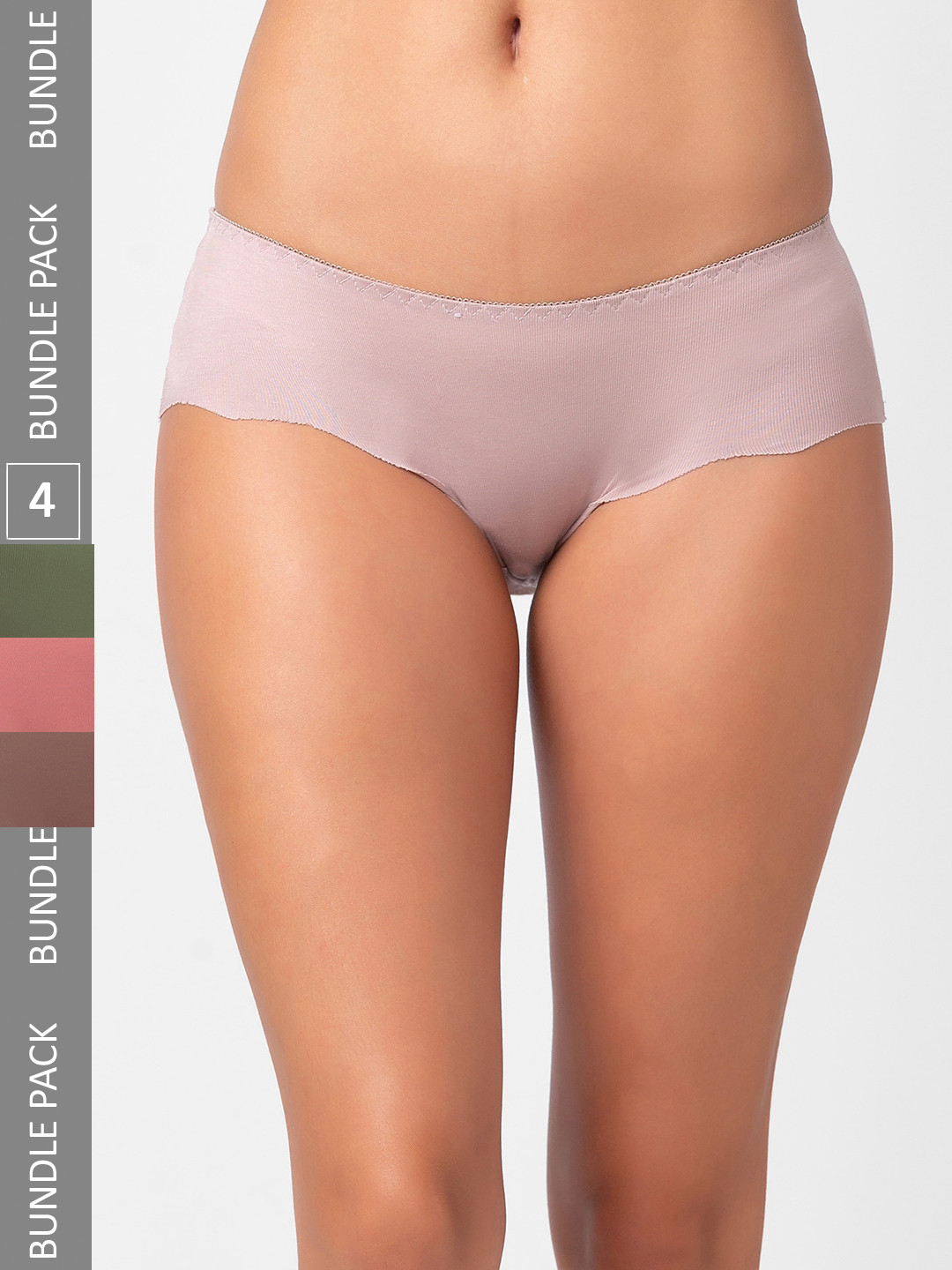 

FashionRack Women Pack Of 4 Assorted Mid-Rise Seamless Cotton Briefs