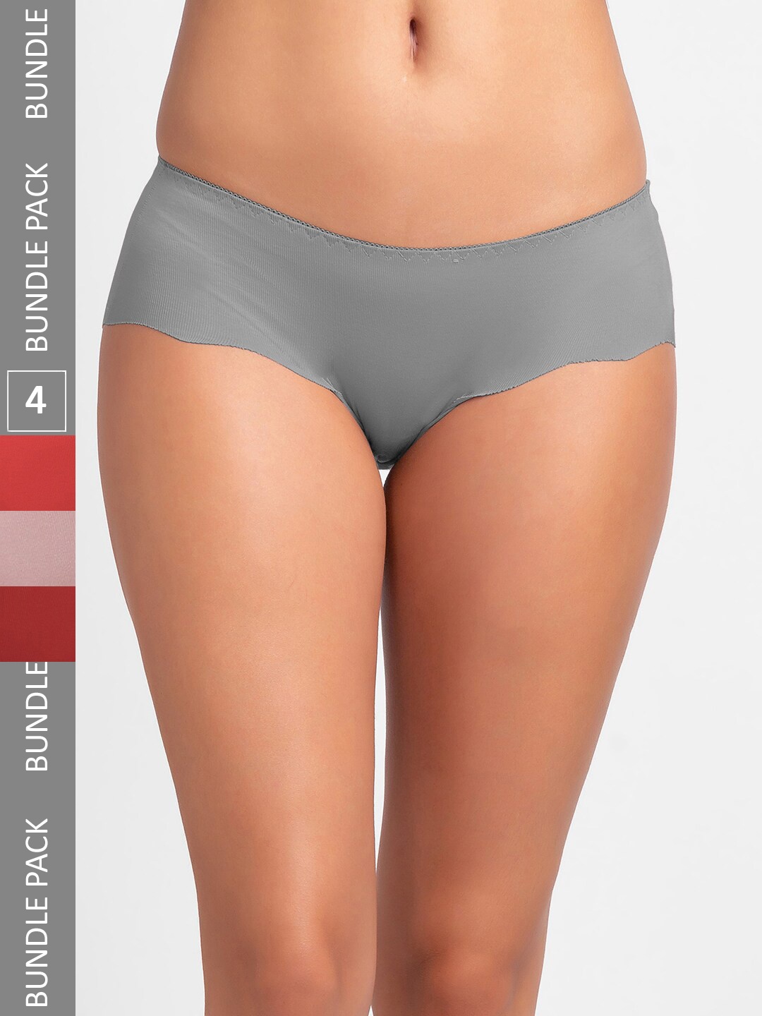 

FashionRack Women Pack Of 4 Assorted Seamless Cotton Hipster Briefs
