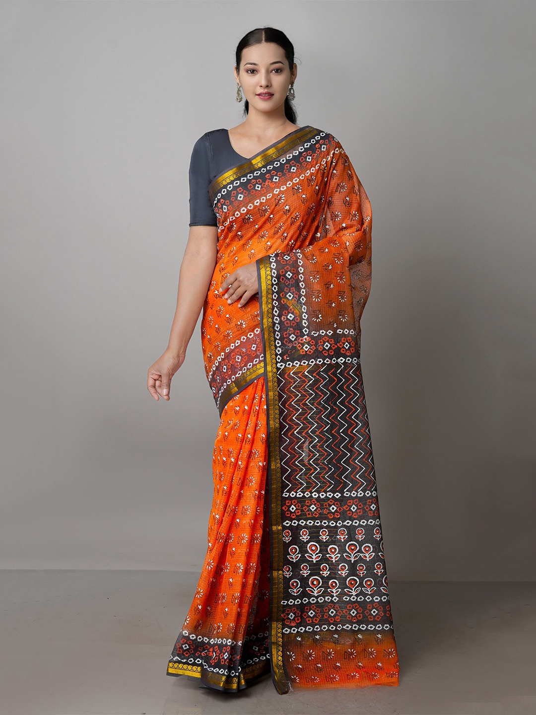 

Unnati Silks Ethnic Motifs Pure Cotton Kota Saree, Orange