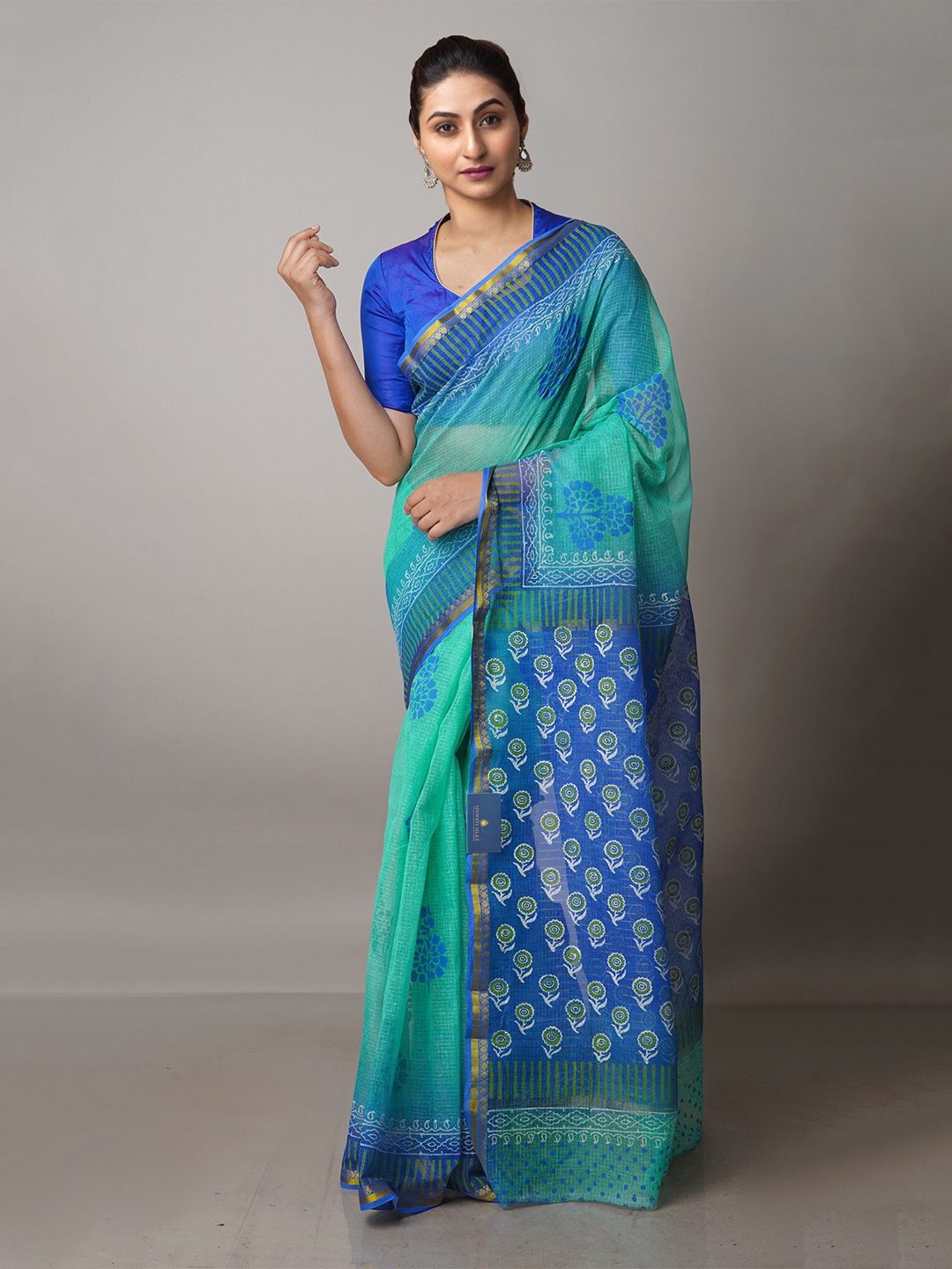 

Unnati Silks Floral Pure Cotton Kota Saree, Green
