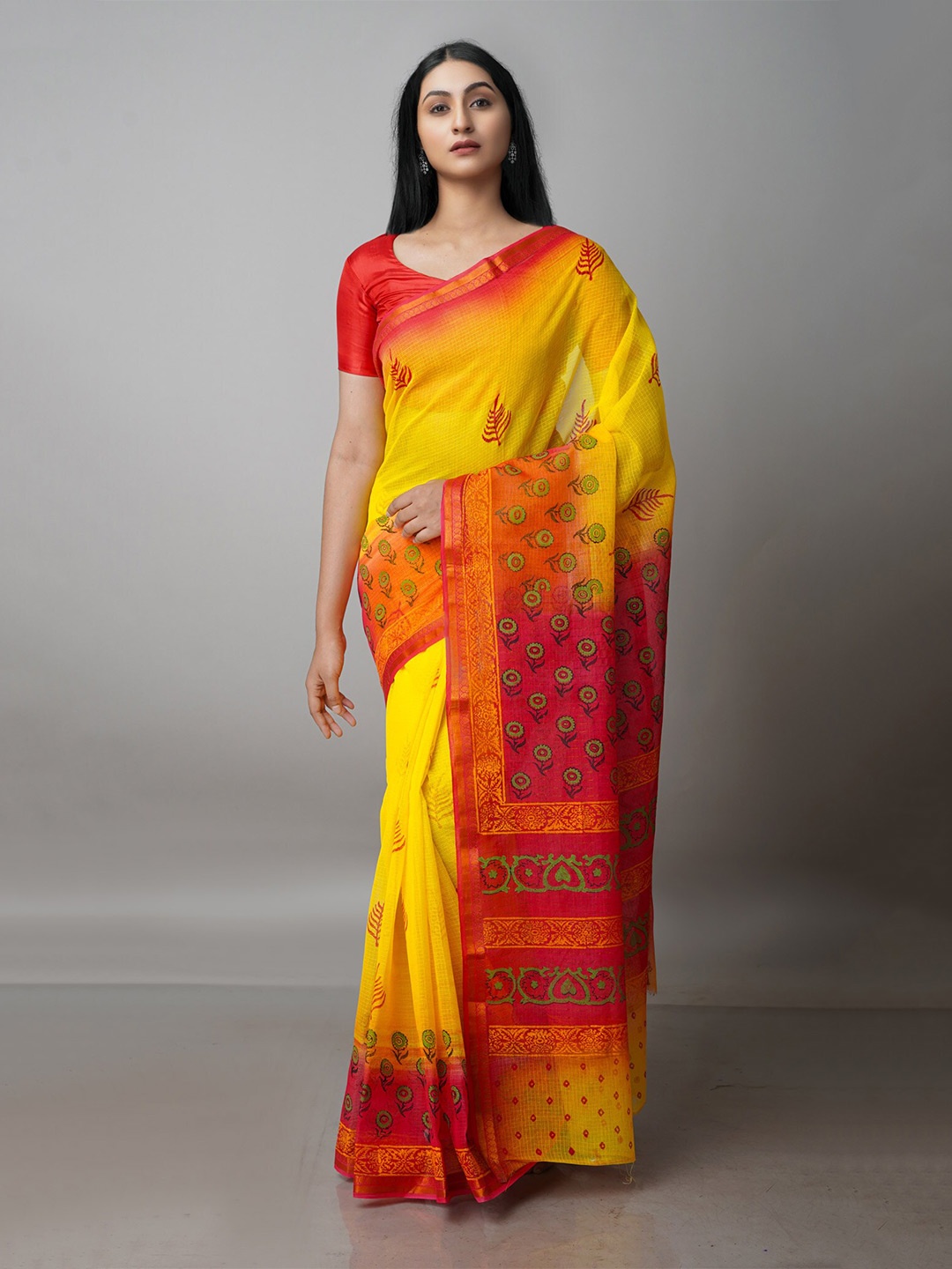 

Unnati Silks Ethnic Motifs Pure Cotton Kota Saree, Yellow