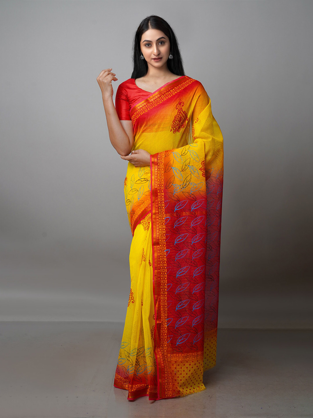 

Unnati Silks Ethnic Motifs Pure Cotton Kota Saree, Yellow