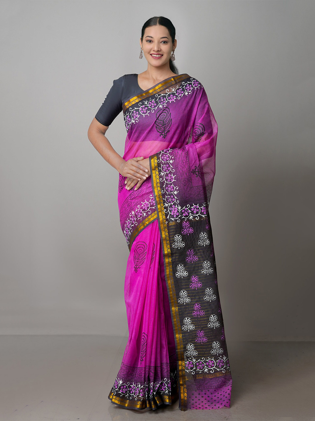 

Unnati Silks Ethnic Motifs Pure Cotton Kota Saree, Purple