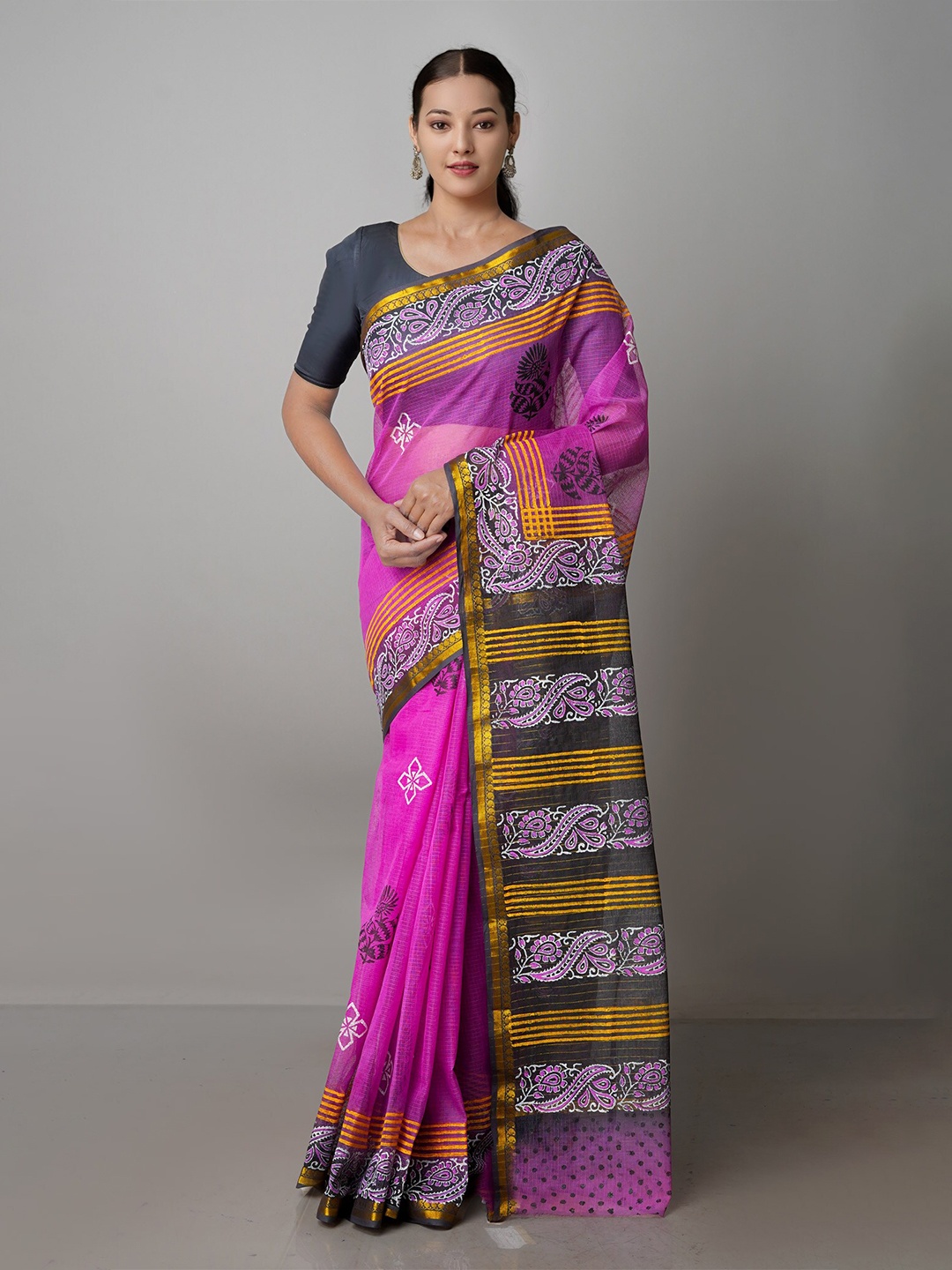 

Unnati Silks Ethnic Motifs Pure Cotton Kota Saree, Purple