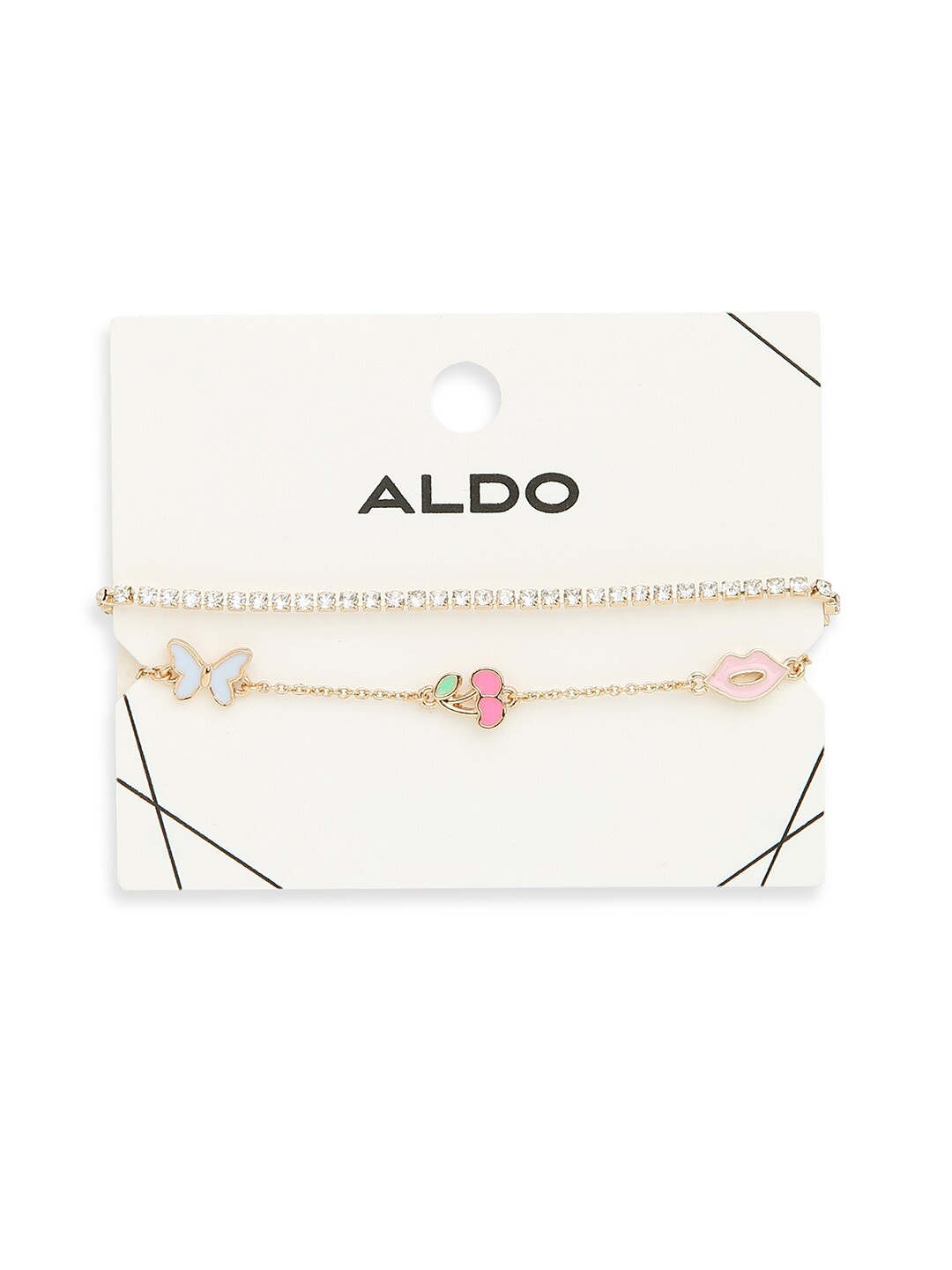 

ALDO Women Set Of 2 Gold-Plated Metal Link Bracelets, White