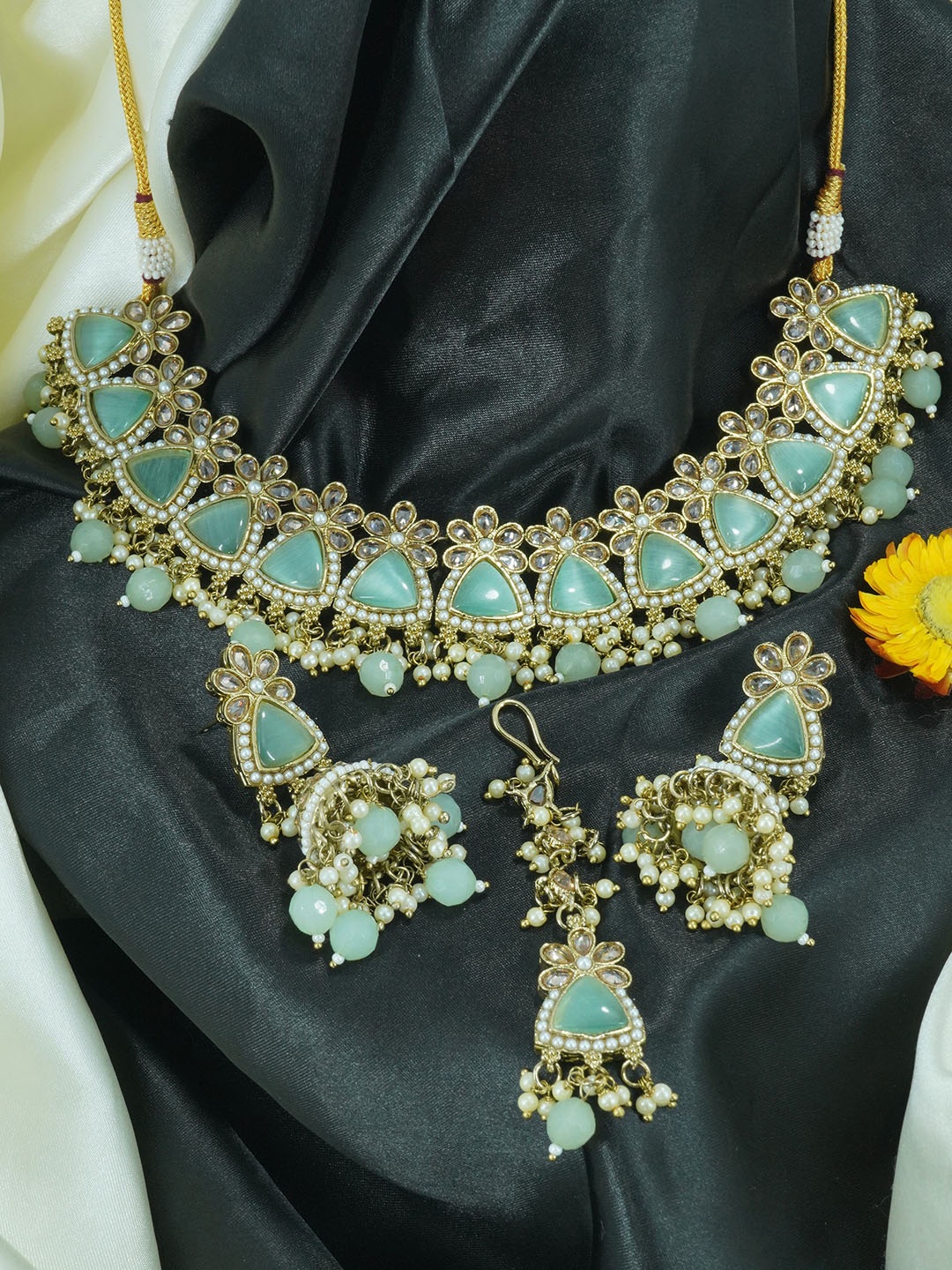 

GRIIHAM Gold-Plated CZ-Studded Jewellery Set, Turquoise blue