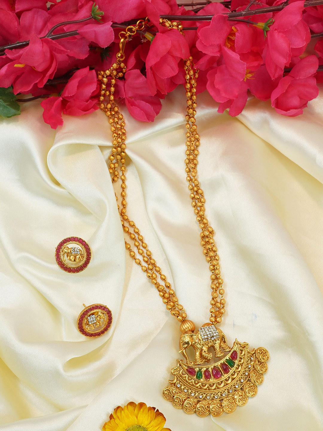 

GRIIHAM Gold-Plated Cubic Zirconia Stone-Studded Jewellery Set