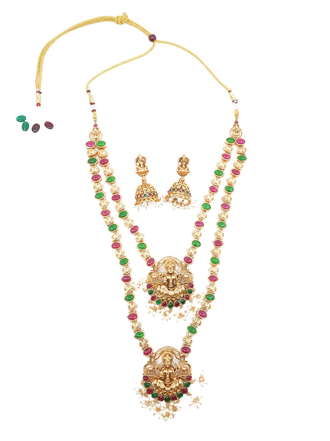 

GRIIHAM Gold-Plated Kundan-Studded & Beaded Laxmi Jewellery Set