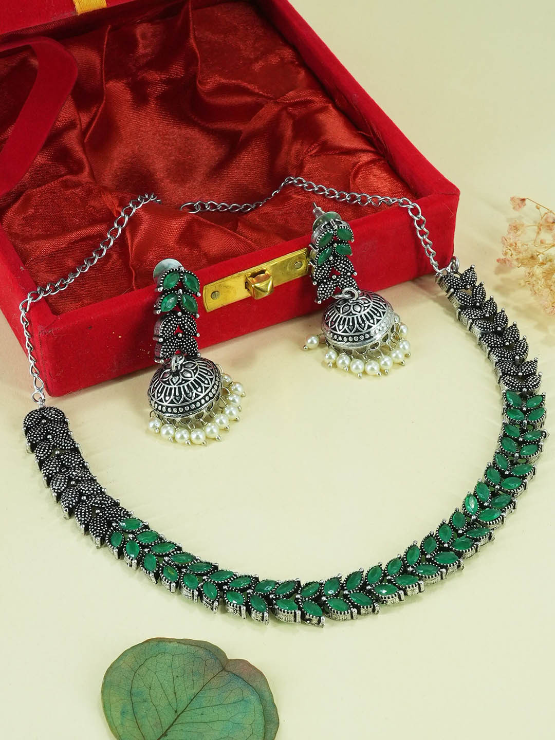 

GRIIHAM Silver-Plated AD-Studded Jewellery Set