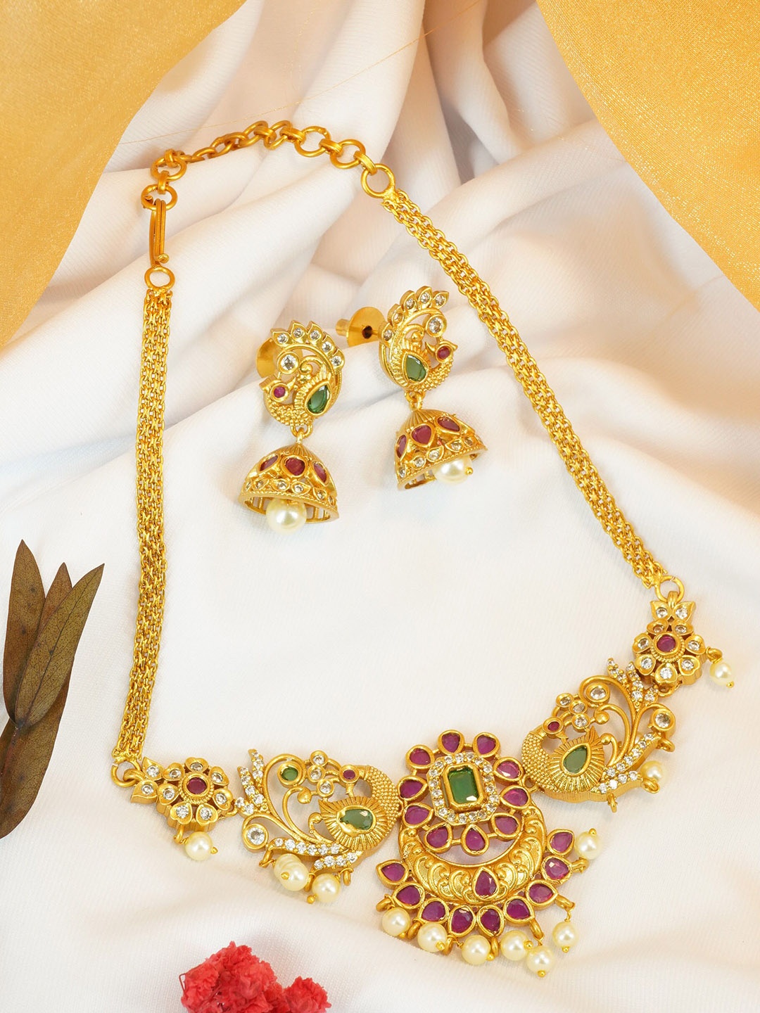

GRIIHAM Gold-Plated CZ-Studded Jewellery Set