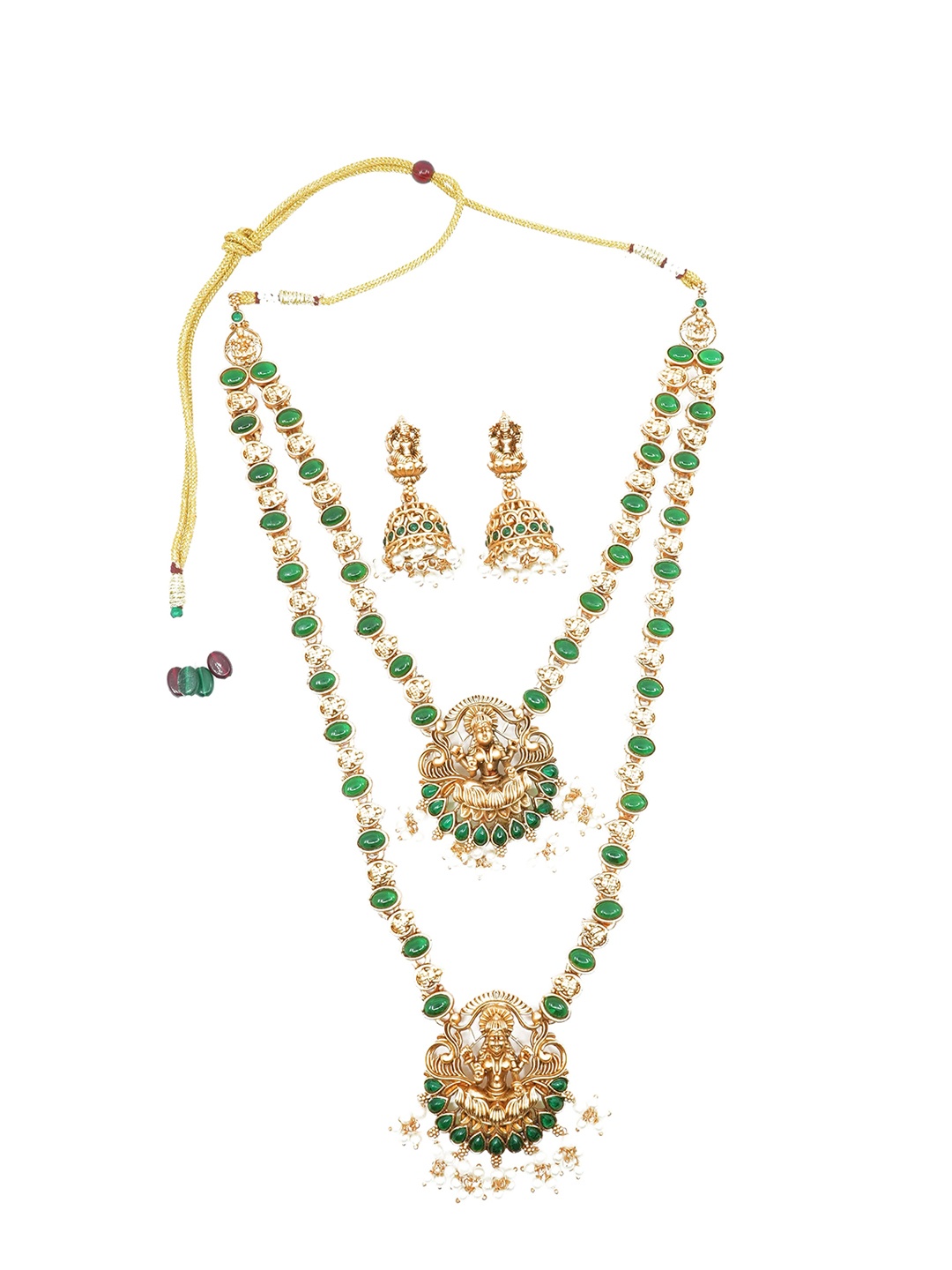 

GRIIHAM Gold-Plated CZ-Studded Temple Jewellery Set
