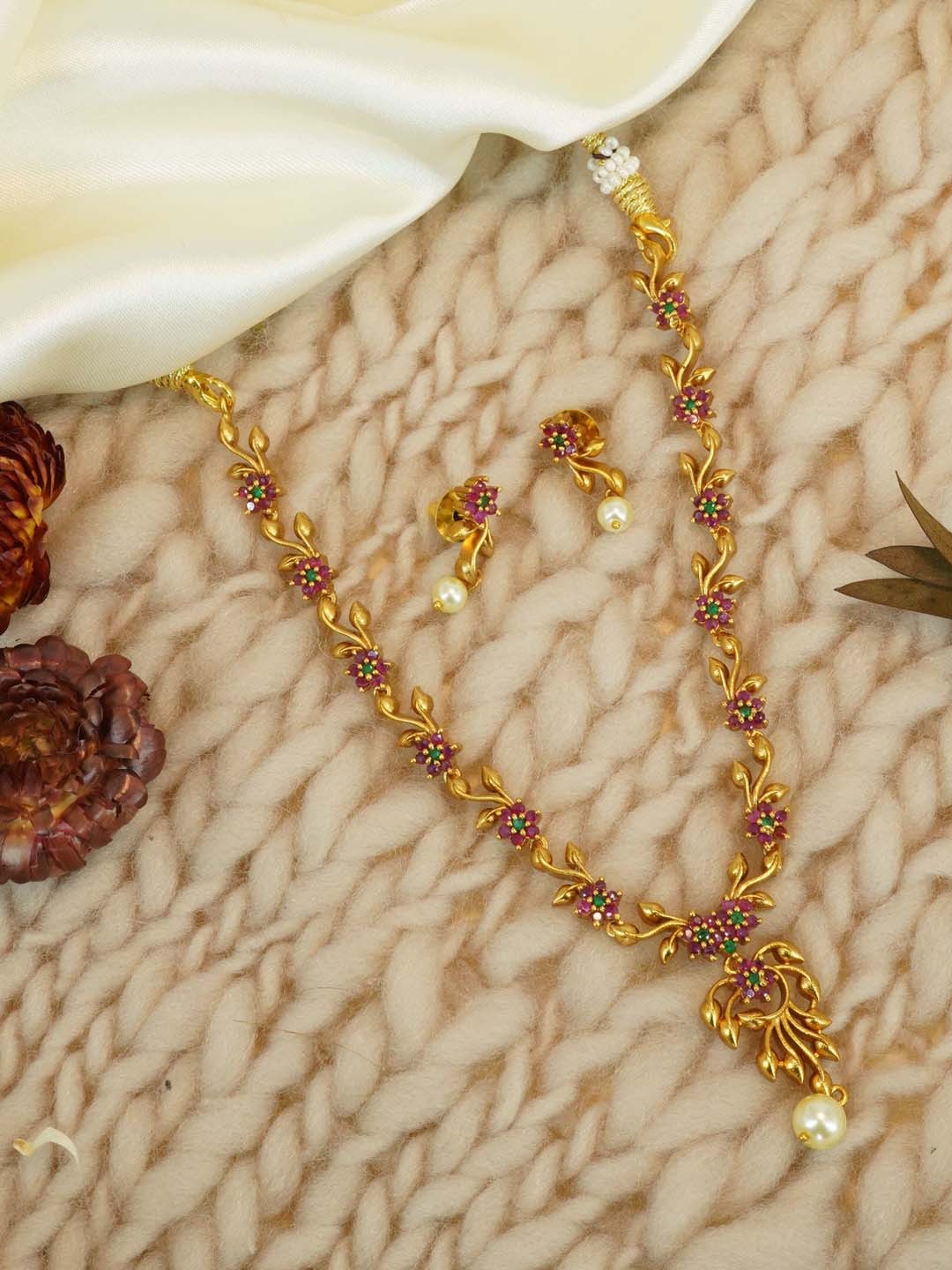 

GRIIHAM Gold-Plated Ad-Studded Jewellery Set, Pink