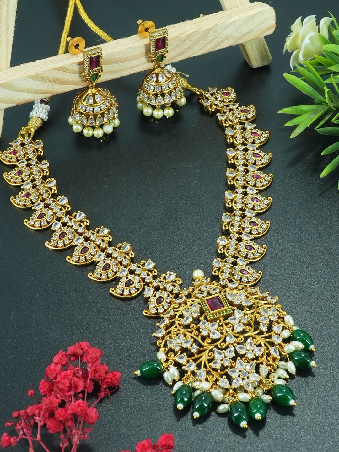 

GRIIHAM Gold-Plated CZ-Studded Jewellery Set