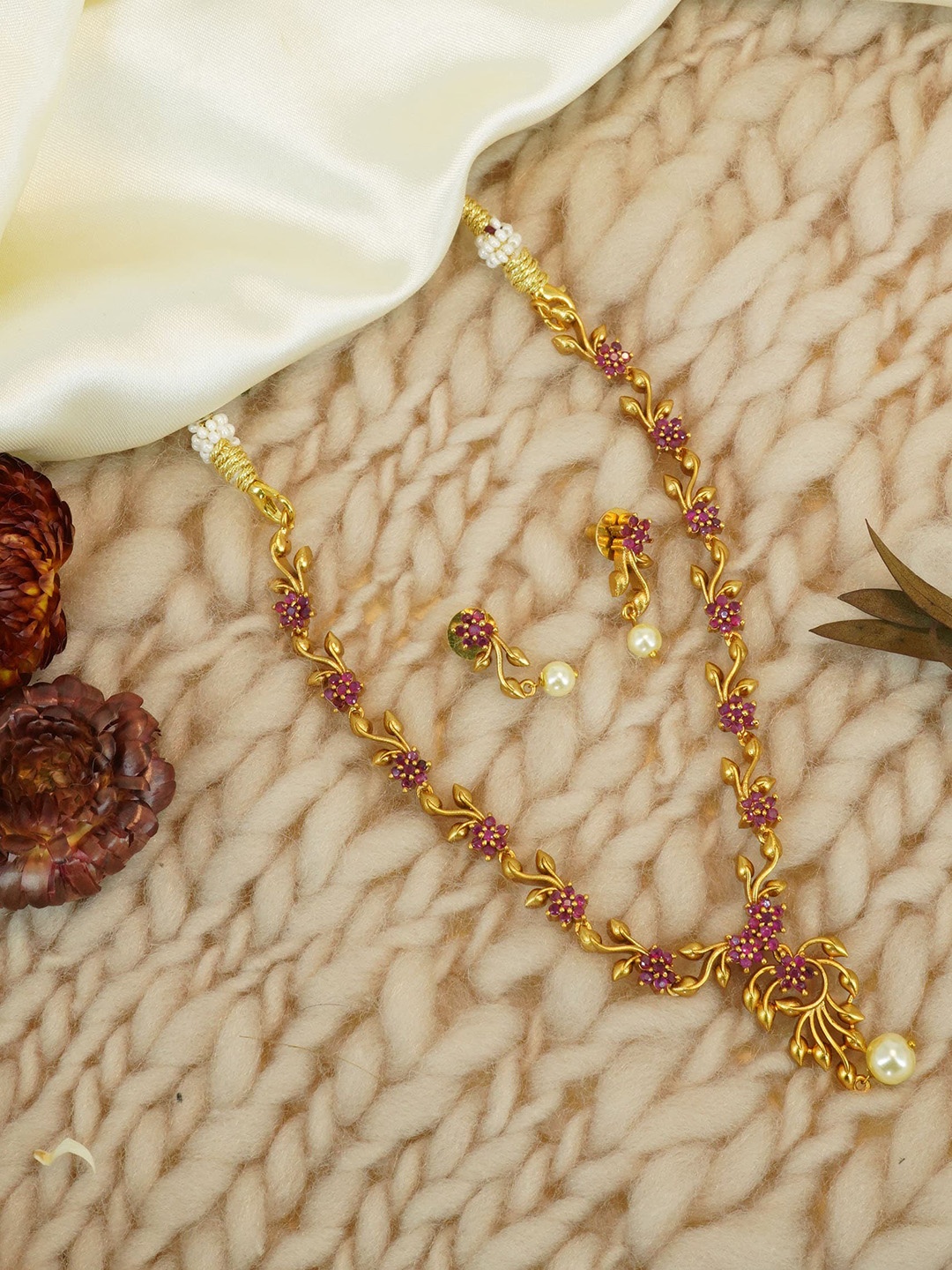 

GRIIHAM Gold-Plated AD-Studded Jewellery Set