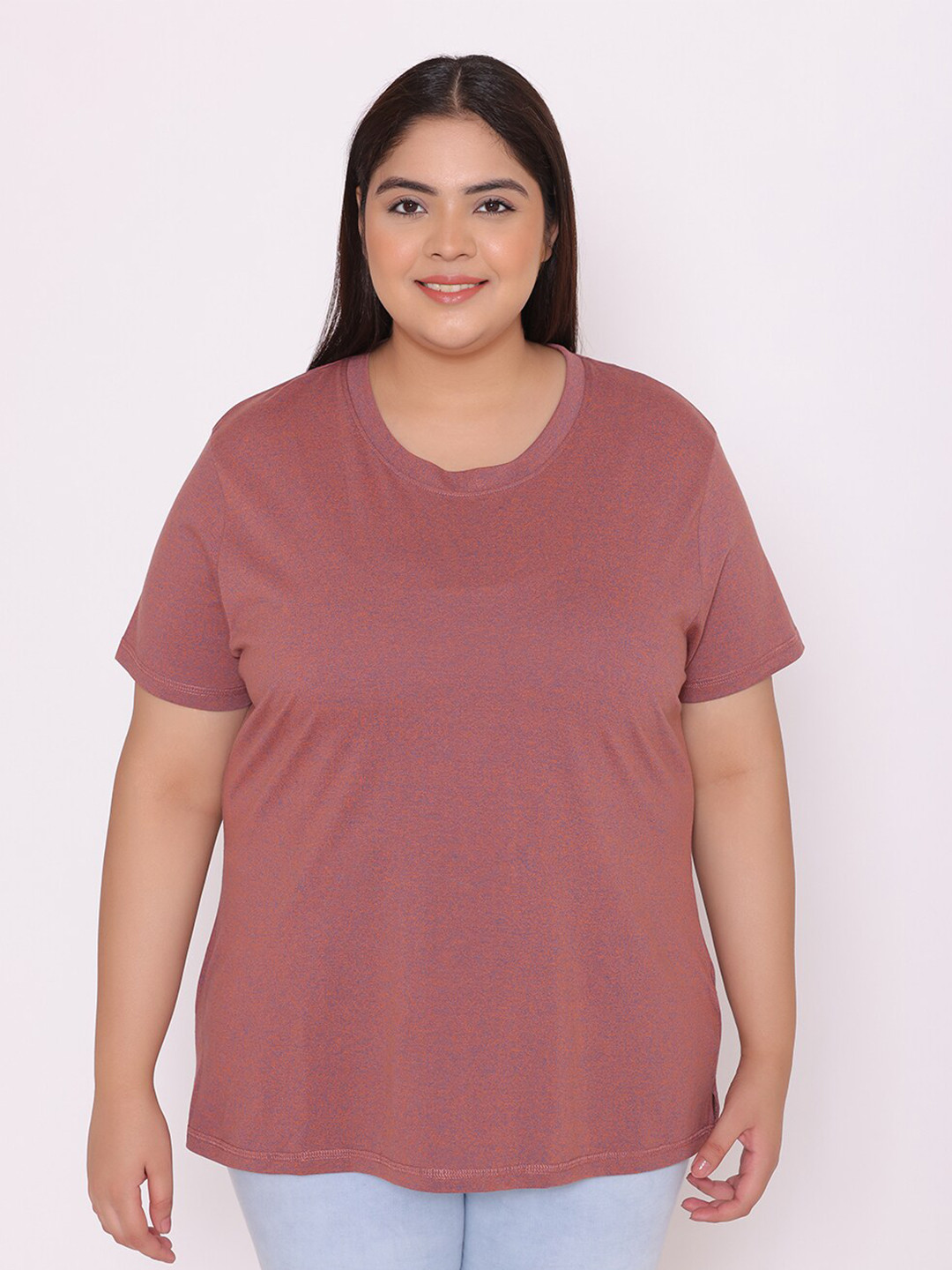 

TITTLI Women Plus Size Round Neck T-shirt, Coral
