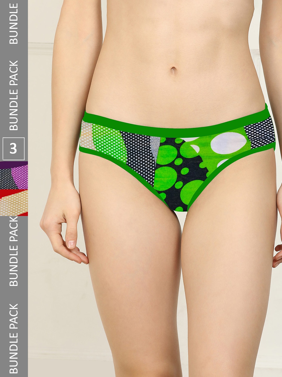 

AROUSY Women Pack Of 3 Pure Cotton Hipster Briefs, Green