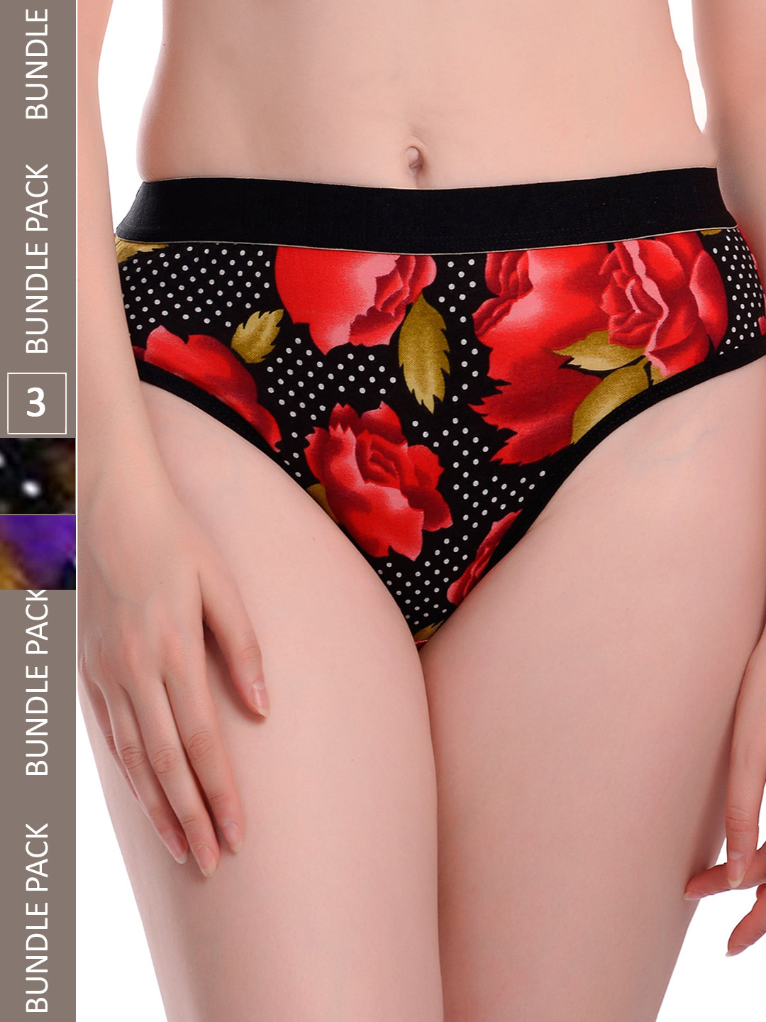 

AROUSY Women Pack of 3 printed Cotton Hipster Briefs, Red