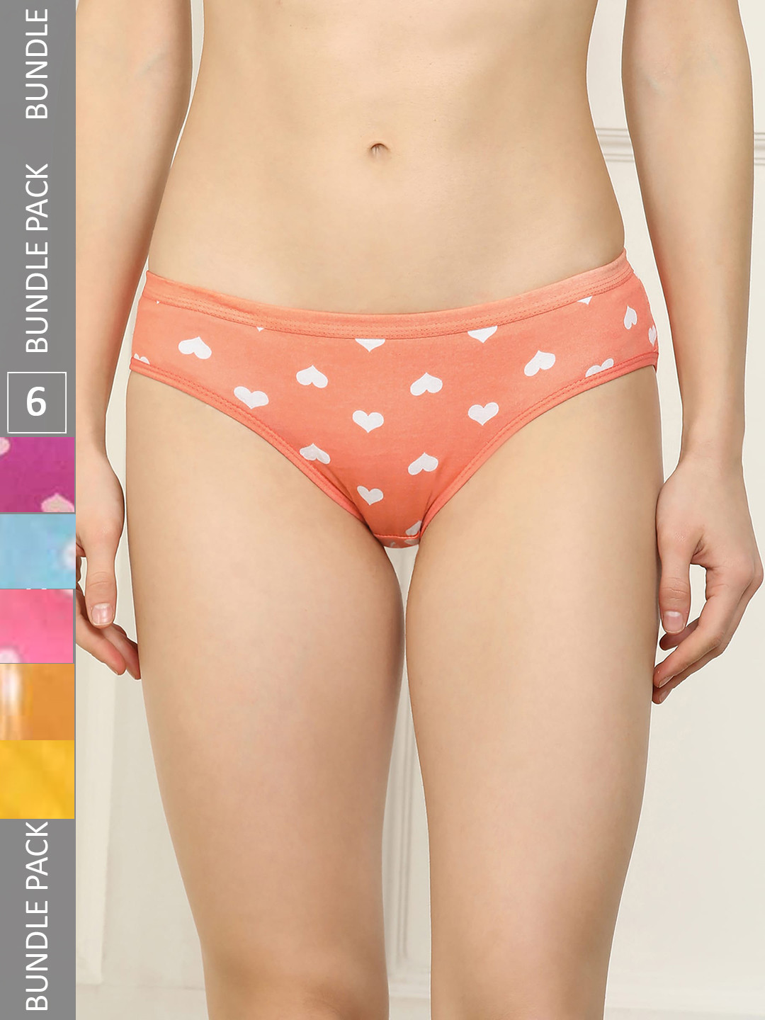 

AROUSY Women Pack Of 6 Printed Pure Cotton Hipster Briefs, Blue