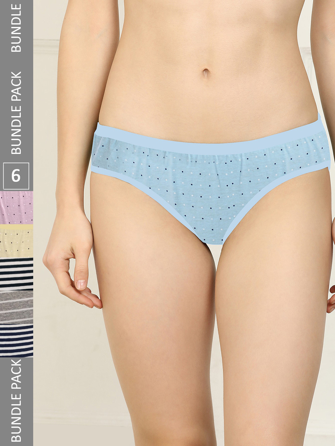 

AROUSY Women Pack Of 6 Cotton Hipster Briefs, Yellow