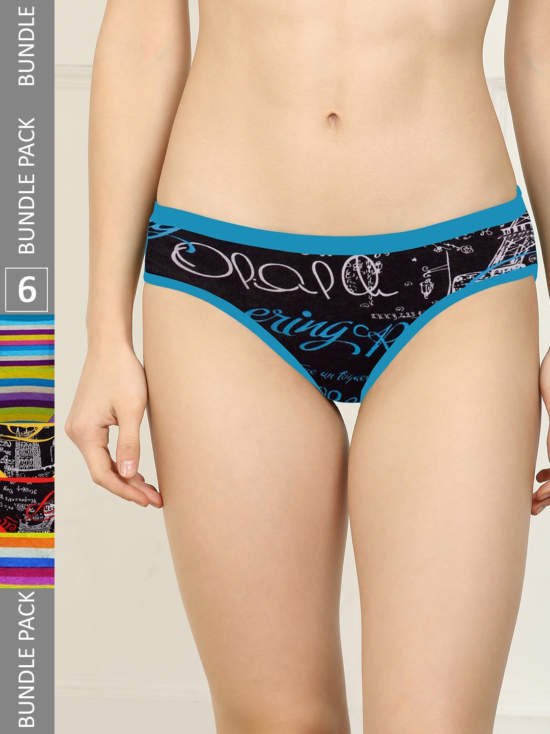 

AROUSY Women Pack Of 6 Printed Cotton Hipster Briefs, Yellow