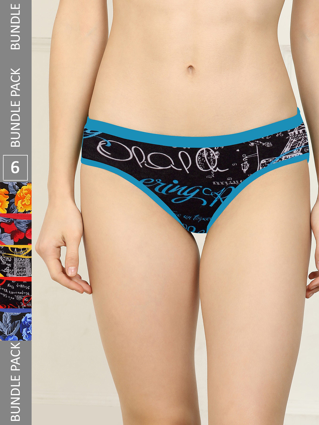 

AROUSY Women Pack Of 6 Printed Hipster Briefs, Red
