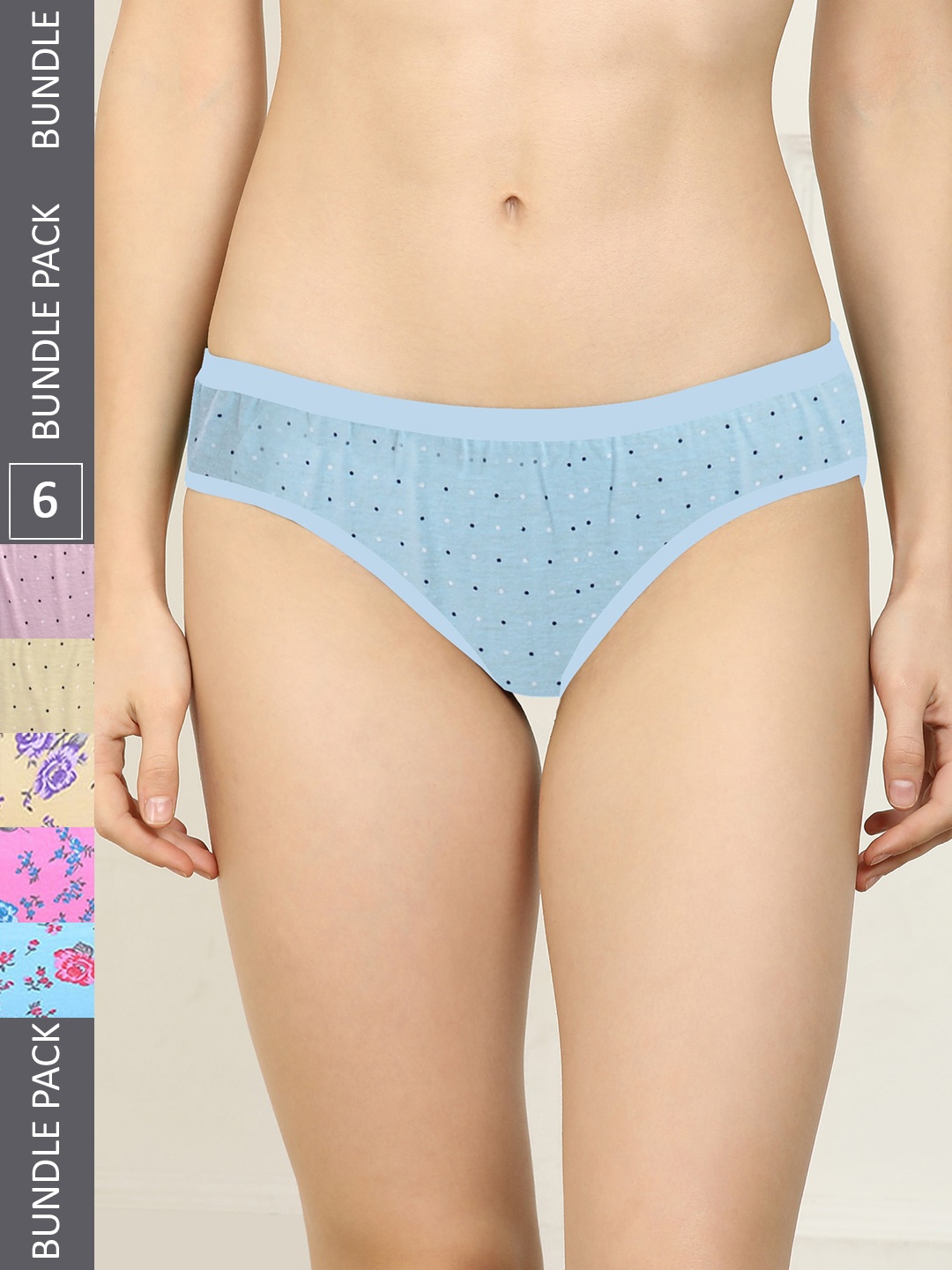 

AROUSY Women Pack Of 6 Printed Hipster Briefs, Brown