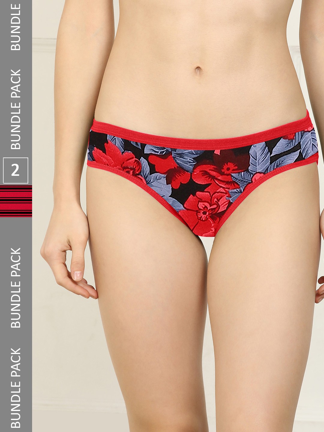 

AROUSY Women Pack Of 2 Printed Hipster Briefs M_SF3-LSNY3_M, Red
