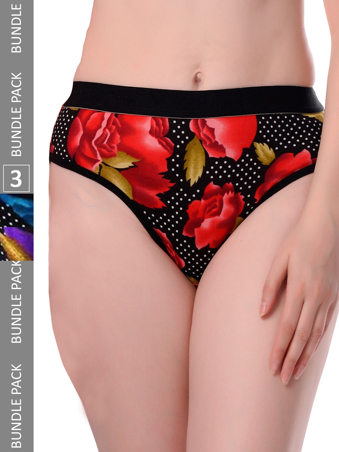 

AROUSY Women Pack Of 3 Self-Design Hipster Briefs, Red