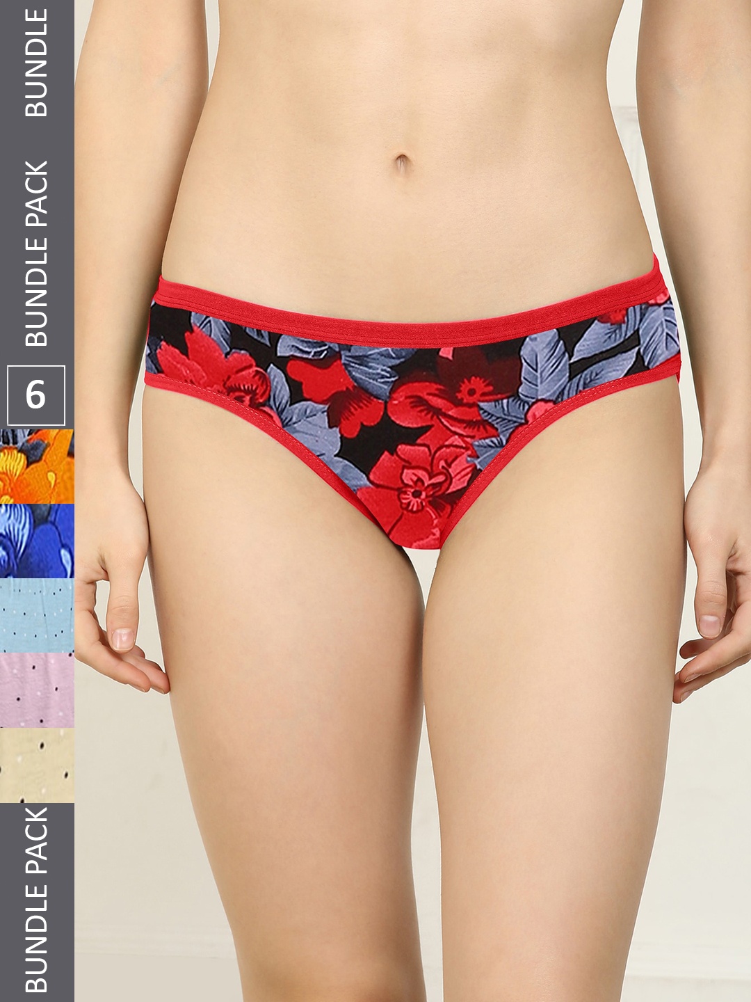 

AROUSY Women Pack Of 6 Pure Cotton Hipster Briefs, Red