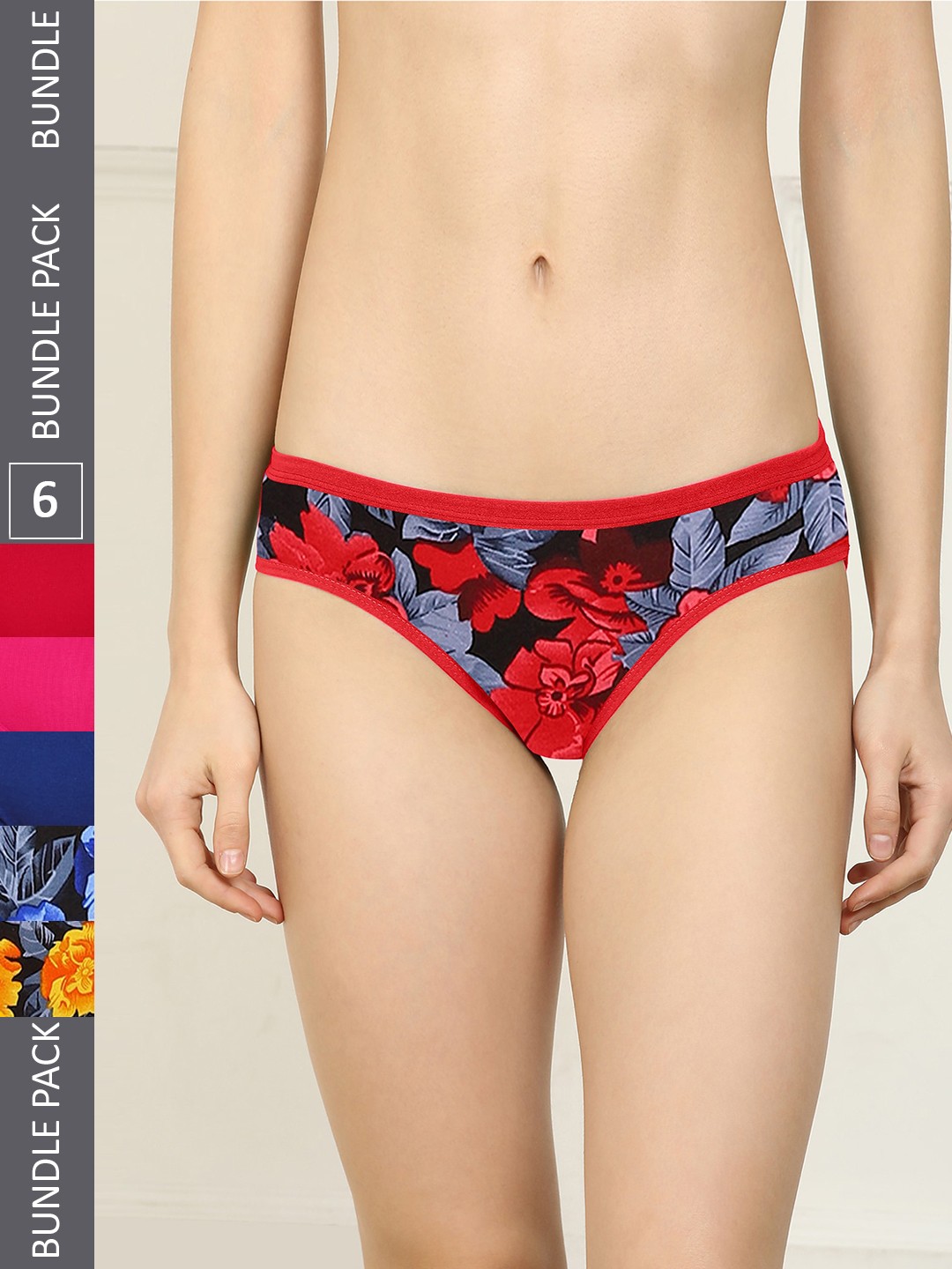 

AROUSY Women Pack Of 6 Pure Cotton Hipster Briefs, Red
