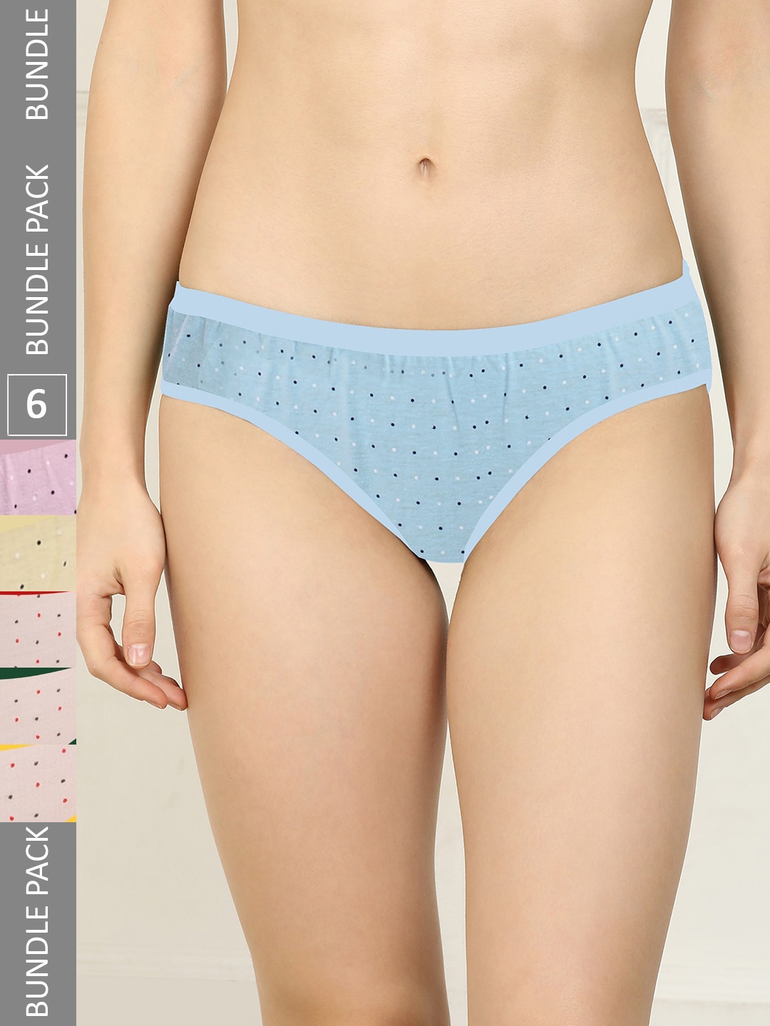 

AROUSY Women Pack Of 6 Printed Cotton Hipster Briefs, Blue