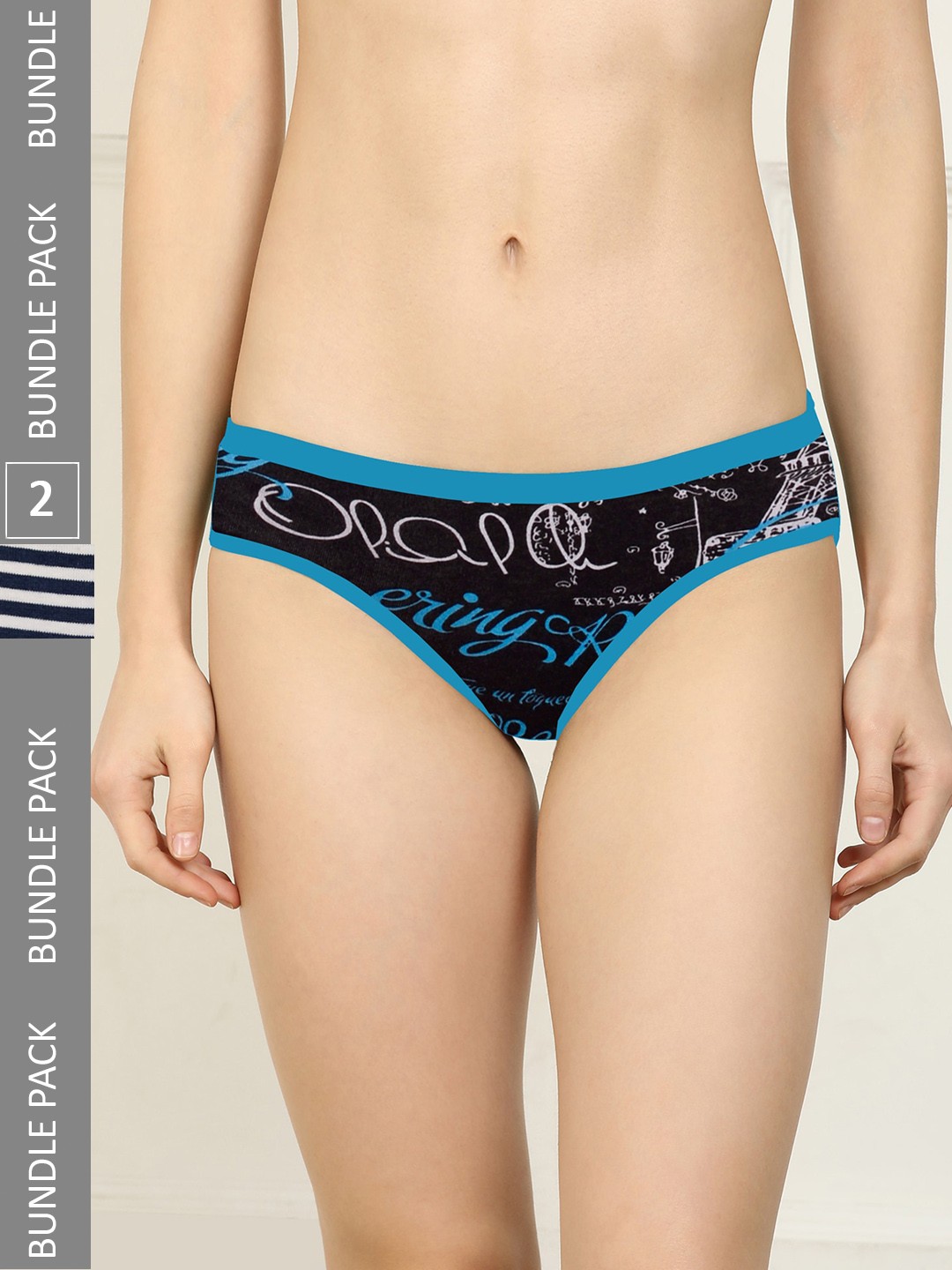 

AROUSY Women Pack Of 2 Assorted Cotton Hipster Briefs, Blue