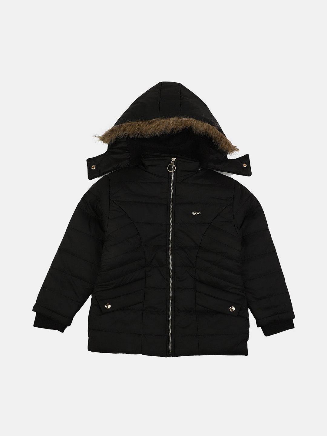

V-Mart Girls Hooded Puffer Jacket, Black