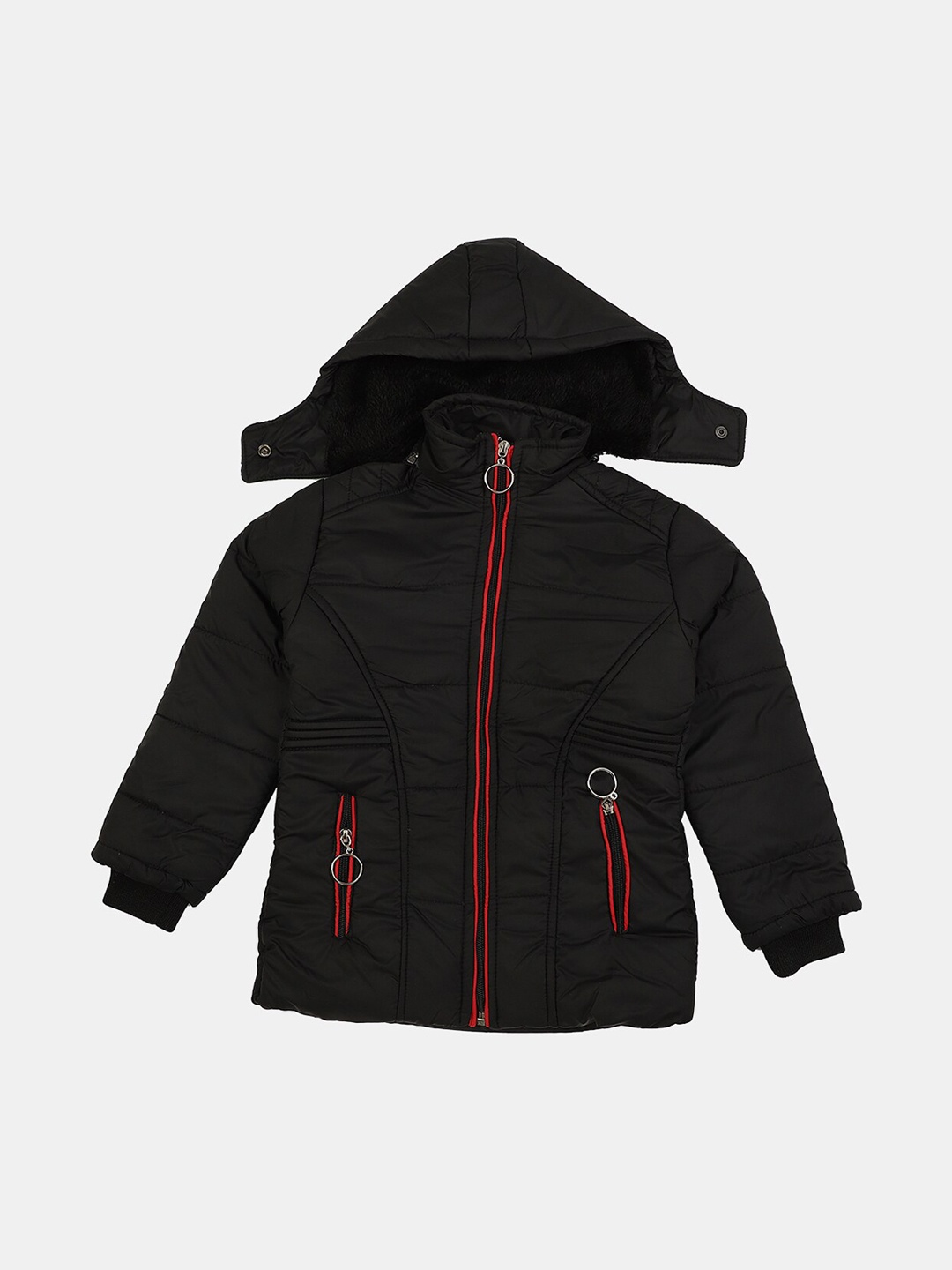 

V-Mart Girls Hooded Cotton Bomber Jacket, Black