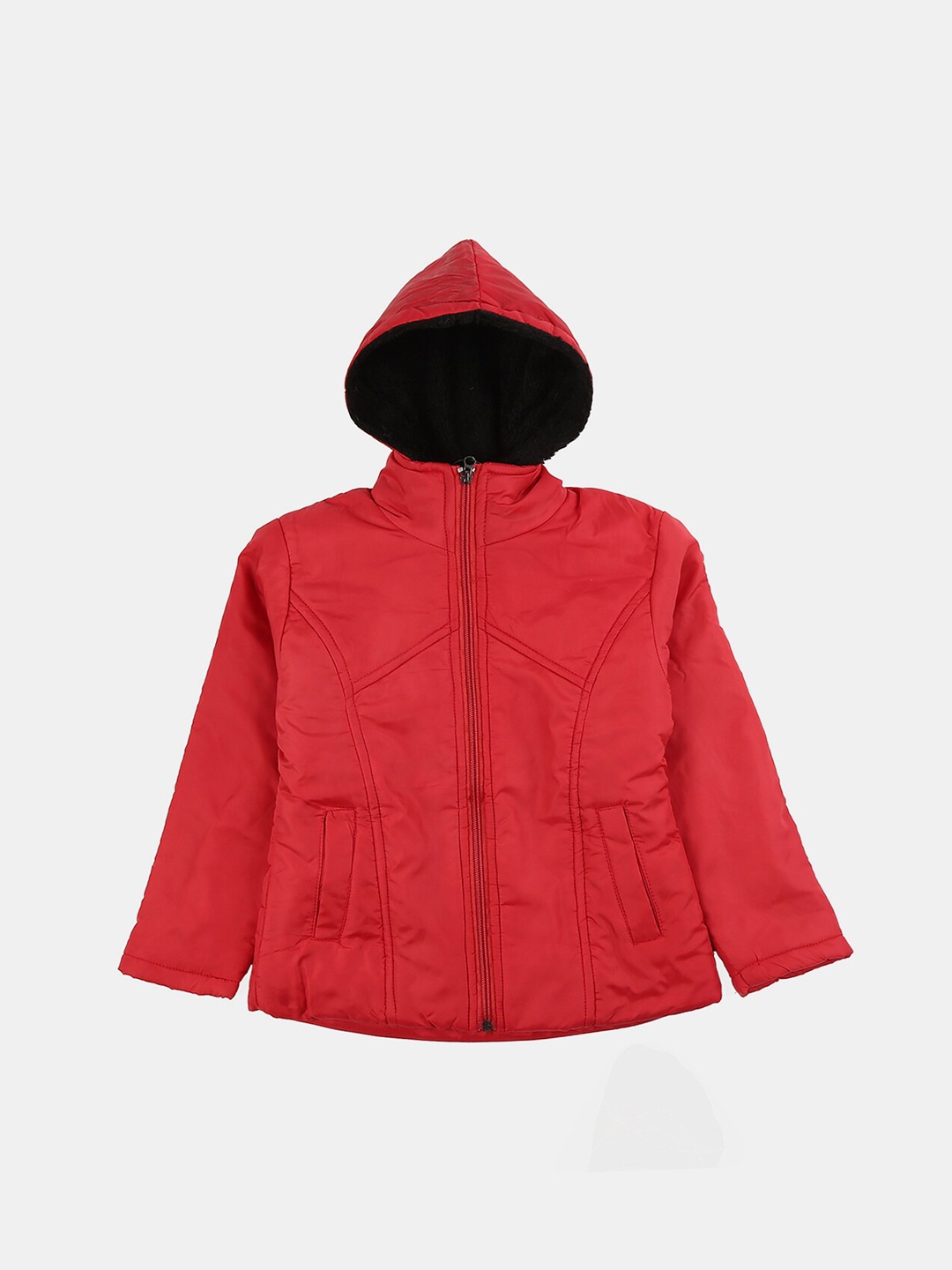 

V-Mart Girls Hooded Cotton Tailored Jacket, Red