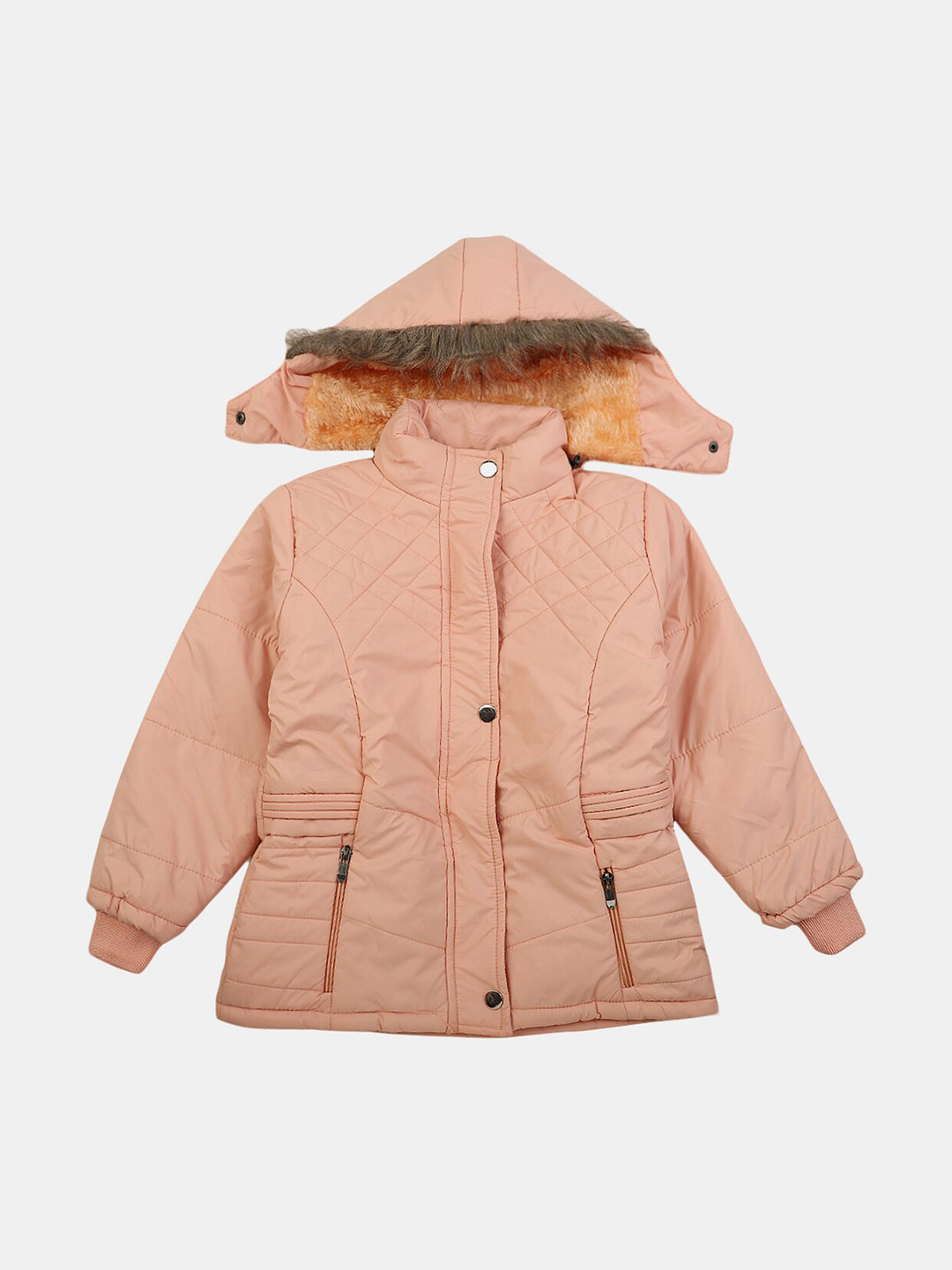 

V-Mart Girls Hooded Parka Jacket, Peach