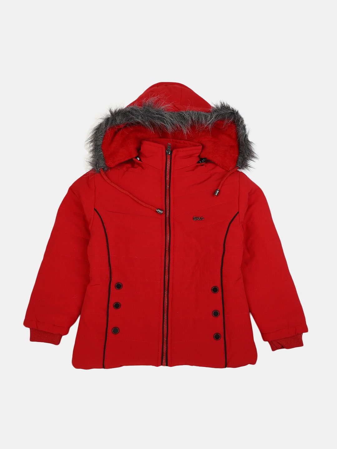 

V-Mart Girls Hooded Cotton Tailored Jacket, Red